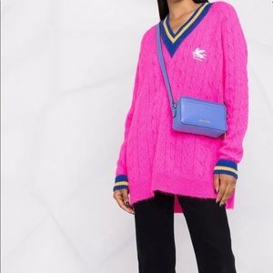 NWT! Hot Pink ETRO oversized cable-knit sweater. IT 40/ US 4 (small)